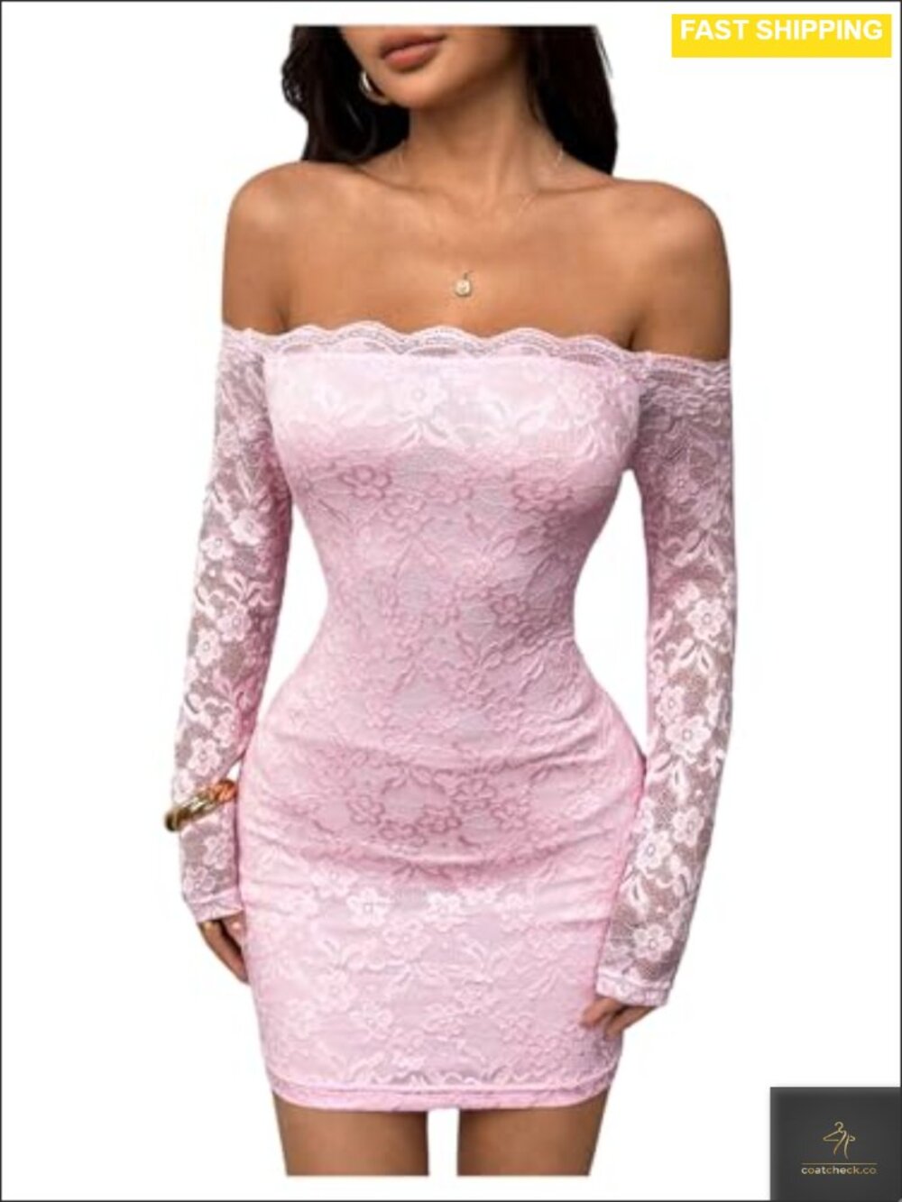 Lace Mini Dress Sheer Mesh Long Sleeve Party Club Night Out